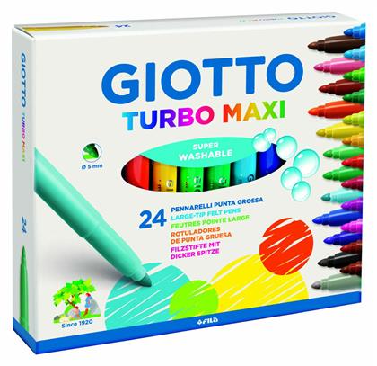 Giotto Turbo Maxi Πλενόμενοι Μαρκαδόροι Ζωγραφικής Χονδροί σε 24 Χρώματα από το Moustakas Toys