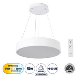 GloboStar Burton Στρογγυλό Κρεμαστό LED Panel 67W με Ρυθμιζόμενο Λευκό Φως 40εκ.