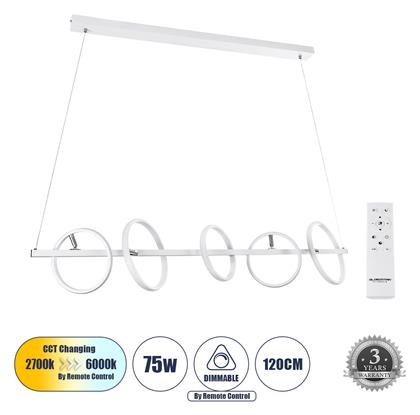 GloboStar Circolare Κρεμαστό Φωτιστικό Λευκό 120x25x25εκ.