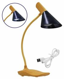 GloboStar Draper Φωτιστικό Γραφείου LED Ύψους: 25.5cm με Ξύλο σε Μαύρο Χρώμα