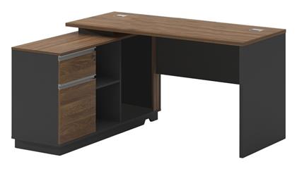 Γωνιακό Επαγγελματικό Γραφείο Oscar με Βιβλιοθήκη 140x120x76εκ. Καρυδί-ανθρακί