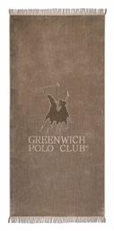 Greenwich Polo Club Πετσέτα Θαλάσσης Παρεό με Κρόσσια Καφέ 170x70εκ.