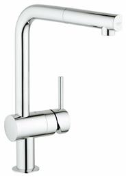 Grohe Minta Μπαταρία Κουζίνας Πάγκου με Ντουζ και Σπιράλ Ασημί