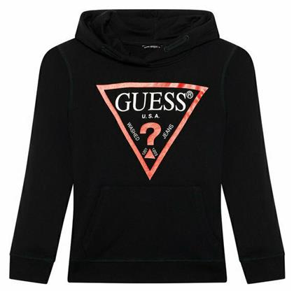 Guess Fleece Παιδικό Φούτερ με Κουκούλα και Τσέπες Μαύρο από το Modivo