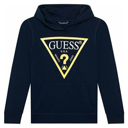 Guess Fleece Παιδικό Φούτερ με Κουκούλα και Τσέπες Navy Μπλε από το Modivo