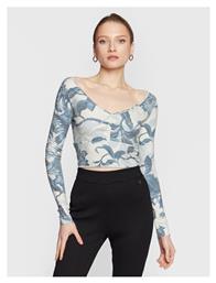 Guess Γυναικείο Crop Top Μακρυμάνικο Floral Γαλάζιο