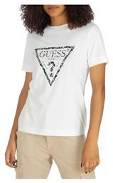 Guess Γυναικείο T-shirt Λευκό με Στάμπα