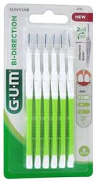 GUM Bi-Direction 2 in 1 Μεσοδόντια Βουρτσάκια με Λαβή 0.7mm Λευκά 6τμχ