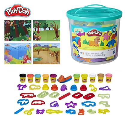 Hasbro Play-Doh Πλαστελίνη - Παιχνίδι Animal Discovery Bucket για 3+ Ετών, 10τμχ