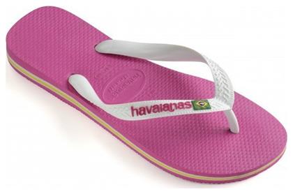 Havaianas Brasil Logo Σαγιονάρες σε Λευκό Χρώμα