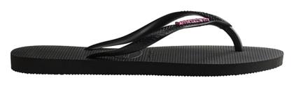 Havaianas Slim Logo Σαγιονάρες σε Μαύρο Χρώμα