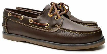 Hawkins Premium Δερμάτινα Ανδρικά Boat Shoes σε Καφέ Χρώμα