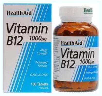 Health Aid B12 100 Tabs Βιταμίνη για την Υγεία του Νευρικού Συστήματος 1000mcg 100 ταμπλέτες από το Pharm24