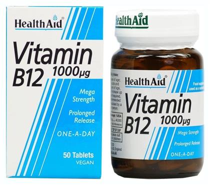 Health Aid B12 50 Tabs Βιταμίνη για την Υγεία του Νευρικού Συστήματος 1000mcg 50 ταμπλέτες από το Pharm24