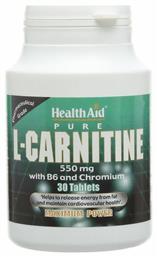 Health Aid Pure L-Carnitine Συμπλήρωμα Διατροφής με Καρνιτίνη 550mg 30 ταμπλέτες από το Pharm24