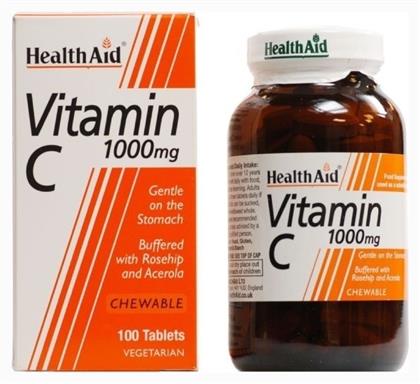 Health Aid Vitamin C Rosehip & Acerola 1000mg 100tabs Βιταμίνη για Ενέργεια & Ανοσοποιητικό 500mg 100 μασώμενες ταμπλέτες από το Pharm24