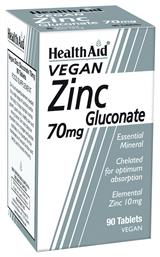 Health Aid Zinc Gluconate 70mg 90 ταμπλέτες από το Pharm24