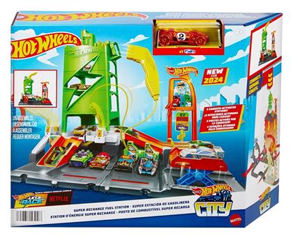 Hot Wheels Σταθμός Καυσίμων Σταθμός Φόρτισης Οχημάτων για 4+ Ετών
