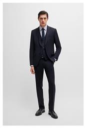 Hugo Boss Χειμερινό Ανδρικό Κοστούμι Με Γιλέκο Σκούρο Μπλε