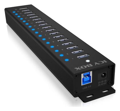 Icy Box USB 3.2 Hub 16 Θυρών με σύνδεση USB-A & Θύρα Φόρτισης και Εξωτερική Παροχή Ρεύματος