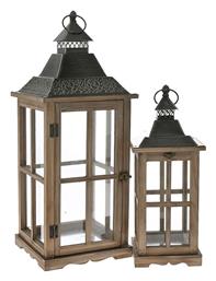 Iliadis Σετ Φαναράκια Ξύλινα Καφέ 2τμχ