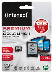 Intenso Premium microSDXC 128GB Class 10 U1 UHS-I με αντάπτορα