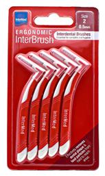 InterMed Ergonomic InterBrush Μεσοδόντια Βουρτσάκια με Λαβή 0.5mm Κόκκινα 5τμχ