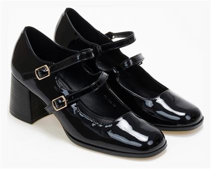 Issue Fashion Γόβες με Λουράκι & Χοντρό Μεσαίο Τακούνι Μαύρες