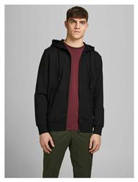 Jack & Jones Ανδρική Φούτερ Ζακέτα με Κουκούλα και Τσέπες Μαύρη