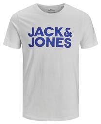 Jack & Jones Logo Ανδρικό T-shirt Λευκό με Λογότυπο