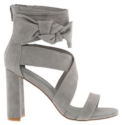 Jeffrey Campbell 33190-252 Suede Γυναικεία Πέδιλα με Χοντρό Ψηλό Τακούνι σε Γκρι Χρώμα