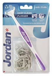 Jordan Easy Clean Flosser Οδοντικό Νήμα με Λαβή σε Μωβ χρώμα 20τμχ