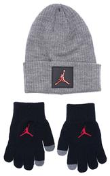 Jordan Jumpman Patch Σετ Παιδικό Σκουφάκι με Γάντια Πλεκτό Γκρι