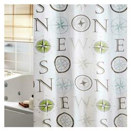 Joy Bath Compass Κουρτίνα Μπάνιου Υφασμάτινη 180x200 cm Πολύχρωμη
