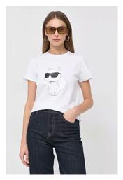 Karl Lagerfeld Γυναικείο T-shirt Λευκό με Στάμπα