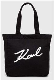 Karl Lagerfeld Signature Γυναικεία Τσάντα Shopper Ώμου Μαύρη