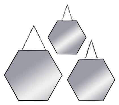 Καθρέπτης Τοίχου με Μαύρο Μεταλλικό Πλαίσιο 19.8x17.25cm 3τμχ