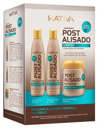 Kativa Straightening Post Treatment Σετ Θεραπείας Μαλλιών με Κερατίνη για Ισιωτική, με Σαμπουάν 3τμχ