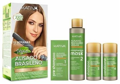 Kativa Vegan Brazilian Straightening Σετ Κερατίνης για Ισιωτική, με Σαμπουάν και Μάσκα 5τμχ από το Letif