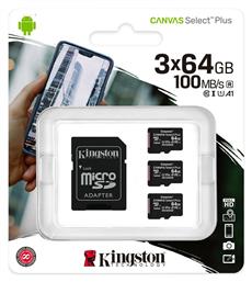 Kingston Canvas Select Plus (3 Pack) microSDXC 64GB Class 10 U1 V10 A1 UHS-I