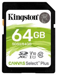 Kingston Canvas Select Plus SDXC 64GB Class 10 U1 V10 UHS-I