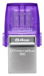 Kingston DataTraveler MicroDuo 3C 64GB USB 3.1 USB-A & USB-C Μωβ