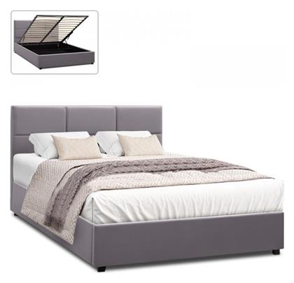 Kingston Κρεβάτι Διπλό με Αποθηκευτικό Χώρο για Στρώμα 150x200cm Γκρι