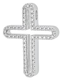 Kiriakos Gofas Λευκόχρυσος Σταυρός 14Κ Διπλής Όψης