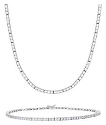 Kiriakos Gofas Σετ με Κολιέ & Βραχιόλι από Λευκόχρυσο 14K με Πέτρες