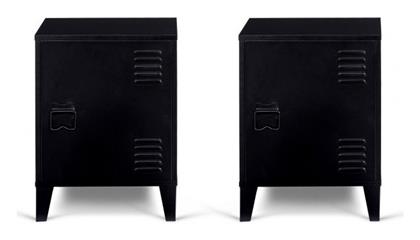 Κομοδίνα Ξύλινα με Μεταλλικά Πόδια Μαύρα 2τμχ 40x30x53cm 30130386