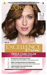 L'Oreal Paris Excellence Creme Triple Care Color 5.3 Light Golden Brown 48ml