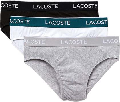 Lacoste Ανδρικά Σλιπ Μαύρο / Γκρι / Λευκό Μονόχρωμα 3Pack