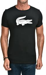 Lacoste Ανδρικό T-shirt Μαύρο με Στάμπα
