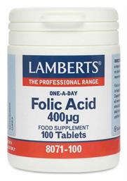 Lamberts Folic Acid Βιταμίνη για την Υγεία του Νευρικού Συστήματος 400mcg 100 ταμπλέτες από το Pharm24